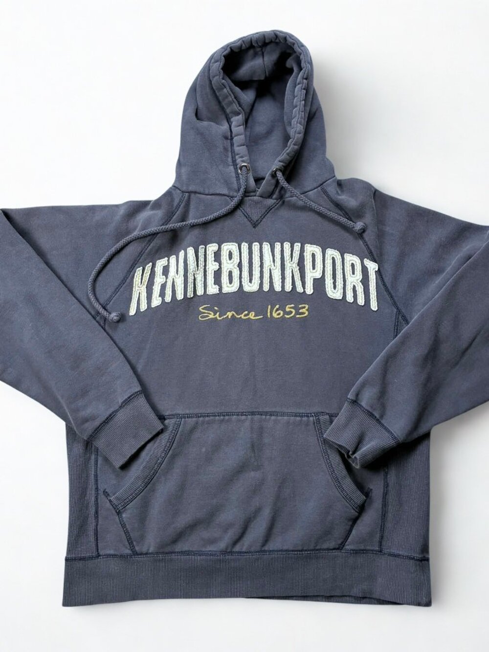 Blue 84 Hoodie Mens Medium Kennebunkport Maine Sweatshirt Pullover Blue Gray